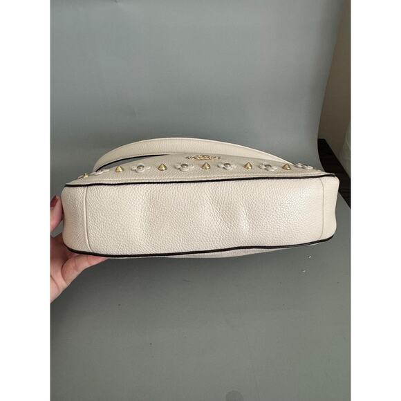 Coach Chelsea Shoulder Bag Studded with Floral Rivets Chalk White Leather Daisy - Picture 13 of 13